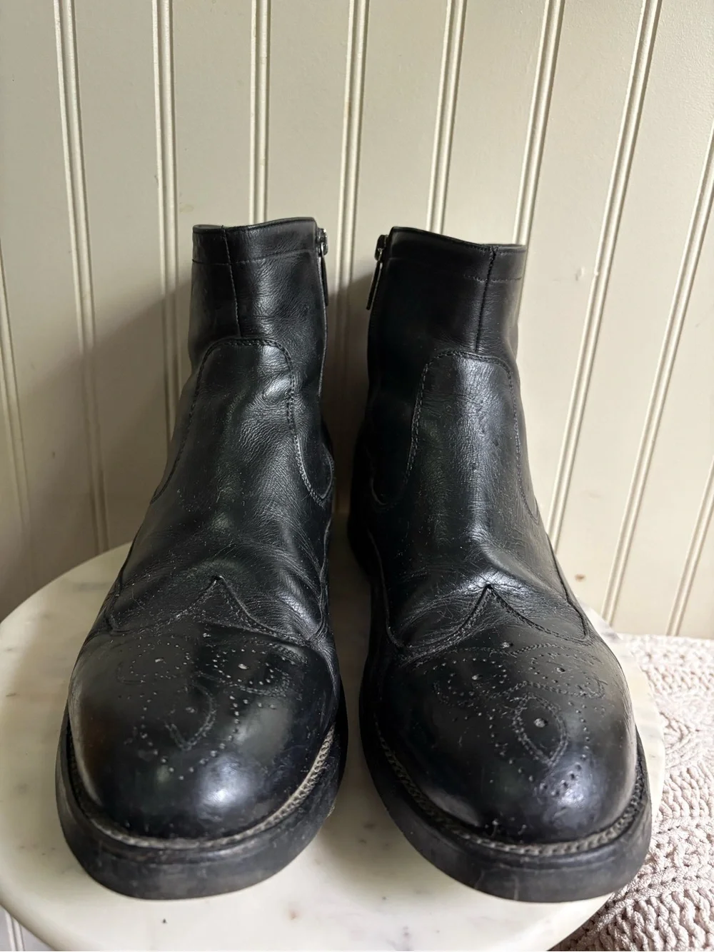 Dino Bigioni Black Leather Wingtip Chelsea Boots Men’s 11.5 Classic Designer EUC
